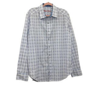 Robert Graham men white classic fit button up long sleeves dress shirts size XL